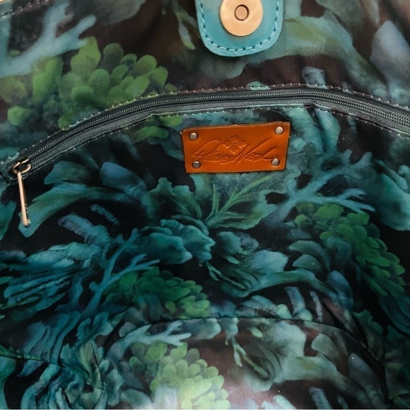 Patricia Nash Leather Marconia Striped Fish Spot Print Tote Bag Matching Scarf - Picture 9 of 16